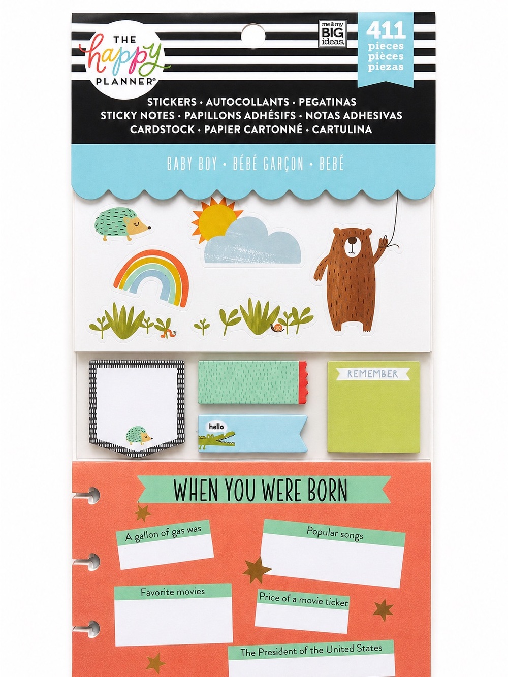Happy Planner Baby Boy 411-Piece Stickers Sticky Notes Cardstock Accessory Pack